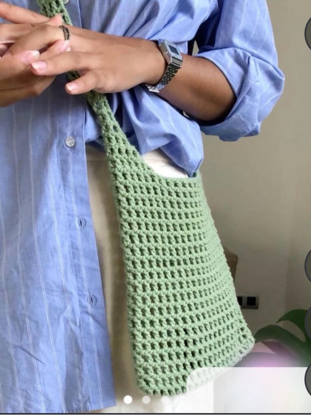 The Sak Light Green Crochet Crossbody Bag